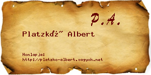 Platzkó Albert névjegykártya