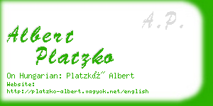 albert platzko business card